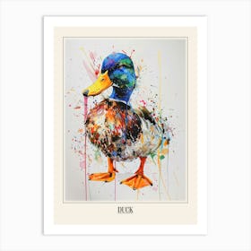 Duck Colourful Watercolour 4 Poster Art Print