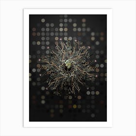 Vintage Mayanthemum Botanical Wreath on Dot Bokeh Pattern Art Print