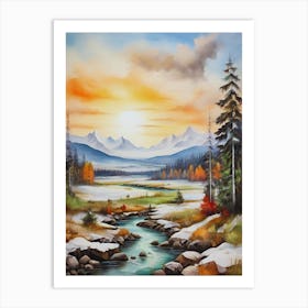 Sunset In The Mountains 15 Art Print