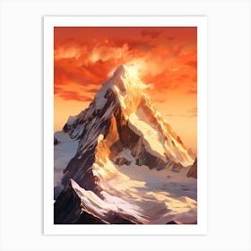 Mountain Landscape At Sunset 1 Art Print