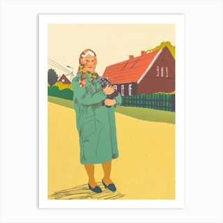 Woman With A Cat Art Print