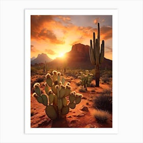 Cactus Sunset In The Desert Art Print