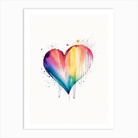 Rainbow Heart Symbol Minimal Watercolour Art Print