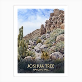 Joshua Tree National Park Watercolour Vintage Travel Poster 1 Art Print