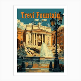 Trevi Fountain, Rome - Vintage Poster Art Print