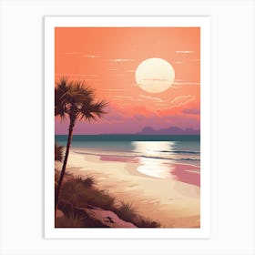 Illustration Of Gulf Shores Beach Alabama In Pink Tones 3 Art Print