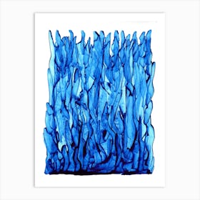 Blue Flames. Modern painting Art Print