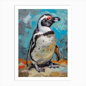 African Penguin Stewart Island Ulva Island Oil Painting 2 Art Print