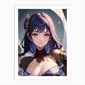 Anime Girl With Purple Hair 1 Art Print