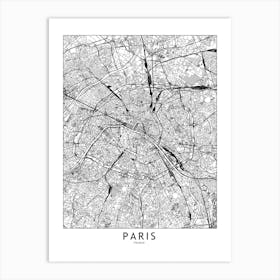 Paris White Map Line Art Print