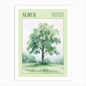 Alder Tree Atmospheric Watercolour Painting 5 Poster Art Print