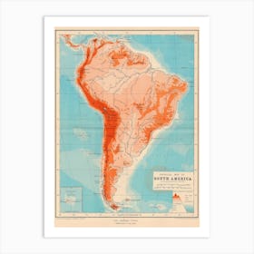 Map Of South America — retro map, vintage map print Art Print