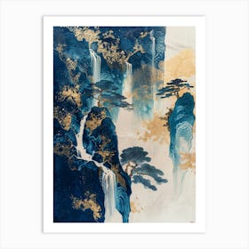 Waterfalls In The Mountains Art Print