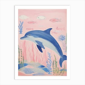 Playful Illustration Of Dolphin For Kids Room 4 Art Print