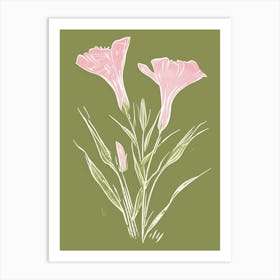 Pink & Green Lisianthus 3 Art Print