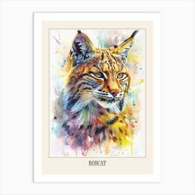 Bobcat Colourful Watercolour 2 Poster Art Print