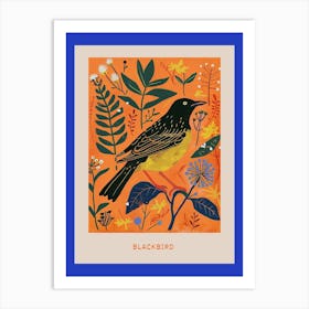 Spring Birds Poster Blackbird 2 Art Print