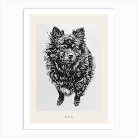 Cute Furry Dog Line Sketch Poster Art Print