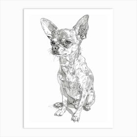 Chihuahua Dog Line Sketch 4 Art Print