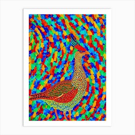 Pheasant 2 Yayoi Kusama Style Illustration Bird Art Print