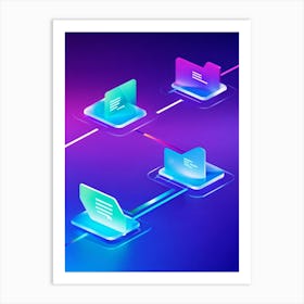 Abstract Navigation Arrows Digital Interface Design Fluid Lines Intersecting Gradient Colors Shif 2 1 Art Print