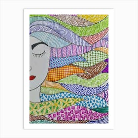 Woman With Colorful Hair Art Print