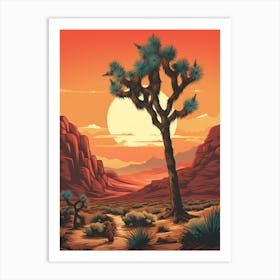  Retro Illustration Of A Joshua Tree At Dawn In Desert 1 Art Print