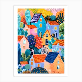 Matisse Inspired, Colorful Houses, Fauvism Style Art Print