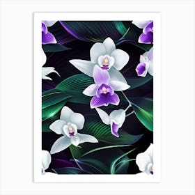 Orchids On A Black Background Art Print