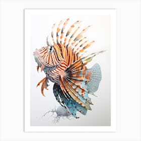 Colourful Lionfish Art isolated on White Art Print