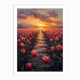 Sunset Over Tulips 3 Art Print