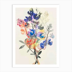 Bluebonnet 1 Collage Flower Bouquet Art Print