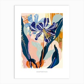 Colourful Flower Illustration Poster Agapanthus 1 Art Print