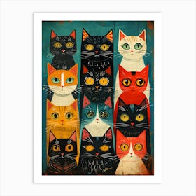 Beautiful Painting Funky Cats 5 Art Print