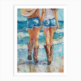 Cowgirls On The Beach 4 Art Print