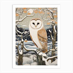 Winter Bird Painting Barn Owl 7 Art Print