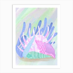 Seashells in Blue Art Print