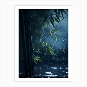 Bamboo Tree In The Rain Art Print