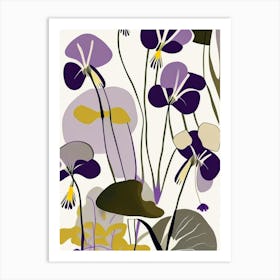 Marsh Violet Wildflower Modern Muted Colours 2 Art Print