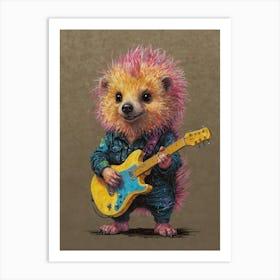 Hedgehog Playing Guitar 4 Art Print