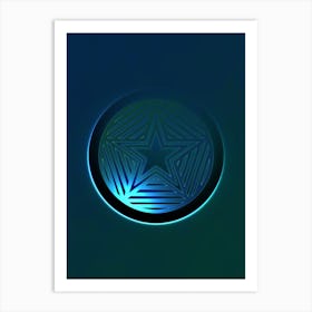 Geometric Neon Glyph on Jewel Tone Triangle Pattern 075 Art Print