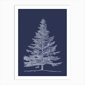 Douglas Fir Tree Minimalistic Drawing 2 Art Print