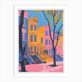 Flushing New York Colourful Silkscreen Illustration 4 Art Print