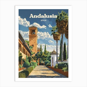 Andalusia Spain Retro Digital Travel Art Art Print