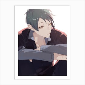 Anime Boy With Green Hair Art Print