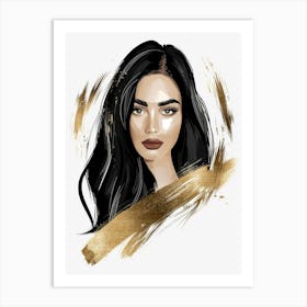 Girl With Long Black Hair Art Print