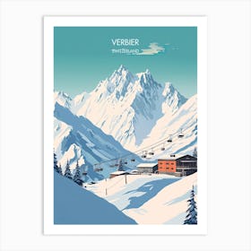 Poster Of Verbier   Switzerland, Ski Resort Illustration 0 Art Print