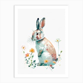 Bunny With Flowers Art Print