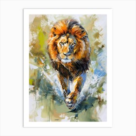 African Lion Symbolic Imagery Acrylic Painting 1 Art Print