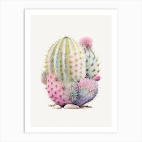 Barrel Cactus Pastel Watercolour Art Print